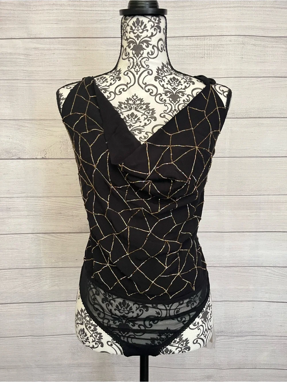 Intimately By Free People | NWT Bodysuit with Beaded Abstract Design